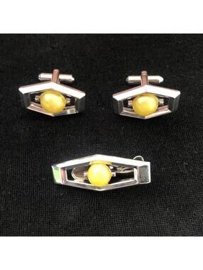 Hickok Mid century Cufflink & Tie Clip Set